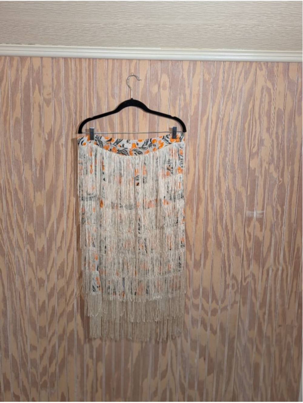 NWT Anthropologie Western Floral Midi Skirt With White Fringe L - Picture 3 of 9